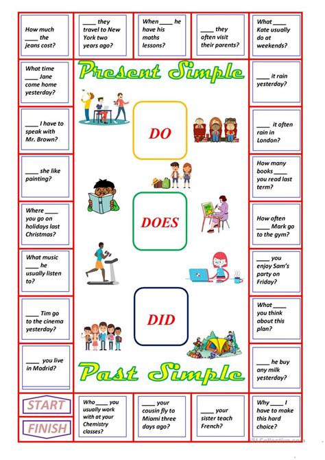 A Boardgame Do Does Or Did Worksheet Free Esl Printable