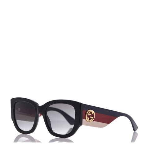 gucci acetate oversized rectangle frame web sunglasses gg 0276 s black 311394