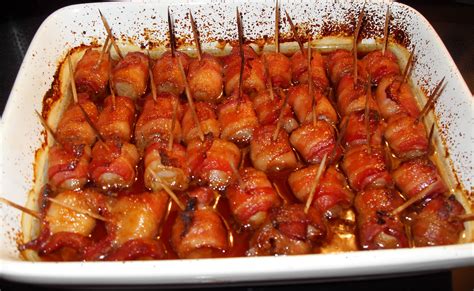 The mouthwatering dish is easy to prepare and features some of our favorite comfort foods: Bacon Wrapped Water Chestnuts II - loversrecipes