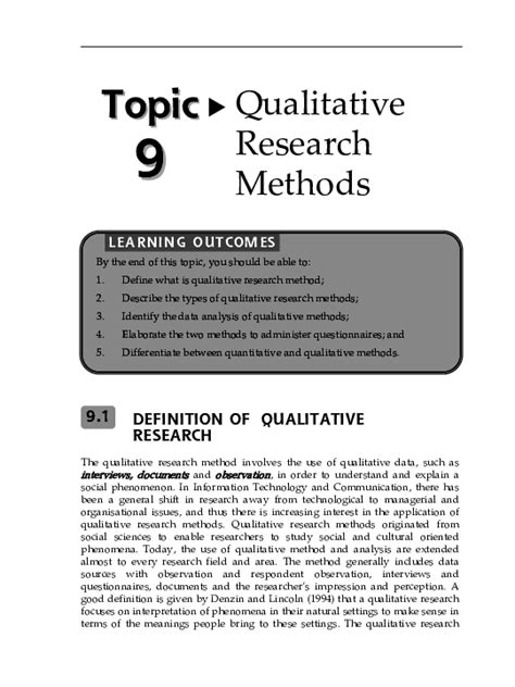 Pdf Qualitative Research Methods Definition Of Qualitative Research