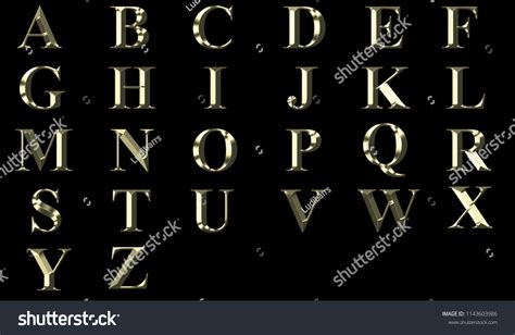 3d Gold Alphabet Capital Letters Stock Illustration 1143603986