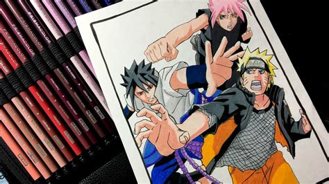 Timelapse Drawing Team 7 Naruto Sasuke And Sakura Youtube
