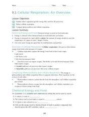 .life is cellular the cell theory soon after leeuwenhoek, observations made by other scientists made it clear that cells were the basic units of life. 9.1_Worksheet - Name Class Date 9.1 Cellular Respiration An Overview Lesson Objectives Explain ...