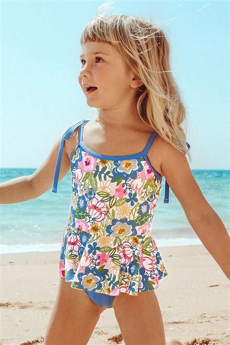 Blue Floral One Piece Swimsuit For Toddler Girls And Girls In 2021