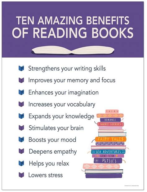 A Poster With The Words Ten Amazing Benefits Of Reading Books On It