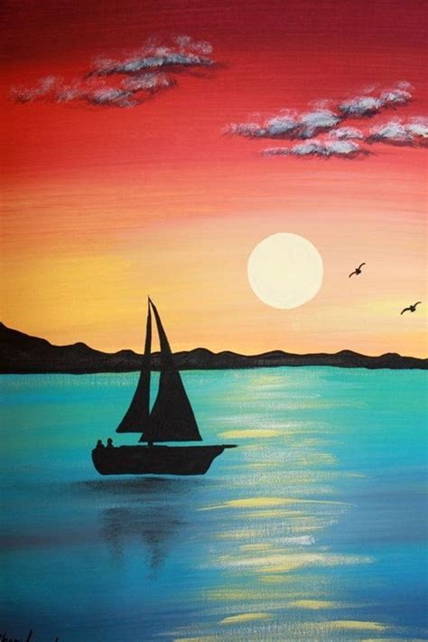 You start a new habit, only to quit in frustration a few days later. 80 Easy Acrylic Canvas Painting Ideas for Beginners | Scenery paintings, Silhouette art, Easy ...