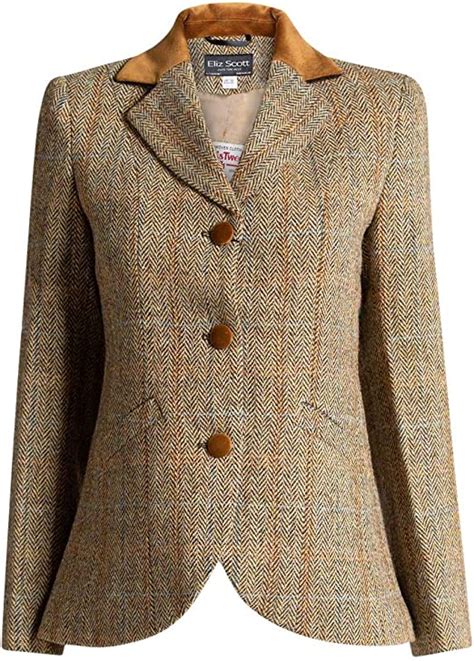 Sandy Ladies Harris Tweed Jacket Light Brown Herringbone 14 Amazon