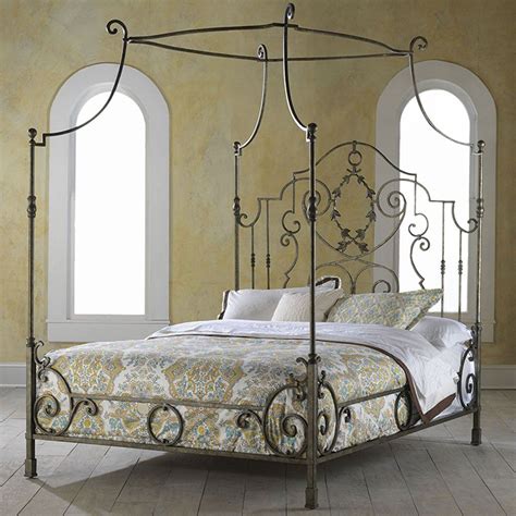 I separated frame and mattress, and remade all textures. Highland House French Country King Metal Canopy Bed | Iron ...