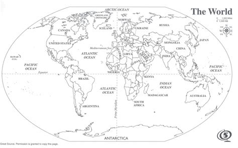 Free Printable Black And White World Map With Countries Labeled Map