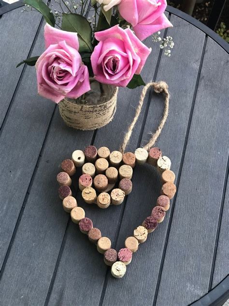 Hanging Wine Cork Heart Decor Etsy In 2020 Heart Decorations Cork