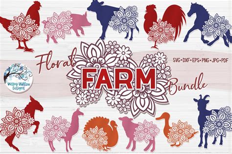 Floral Farm Bundle Floral Animal Svg Cut Files 593919 Svgs