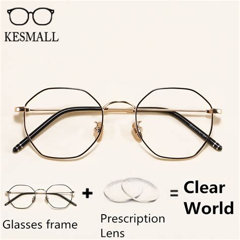 kesmall women anti blue prescription glasses men computer eyewear metal frame unisex retro