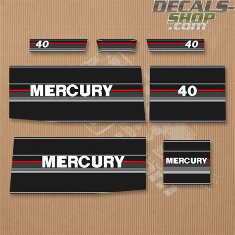 Mercury 40hp Two Stroke 1990 1991 Outboard Decal Kit