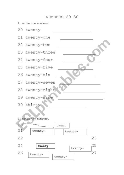 Writing Numbers 20 30 Worksheets Writing Worksheets Free Download