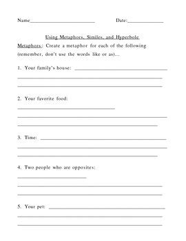 Descriptive Language Worksheet