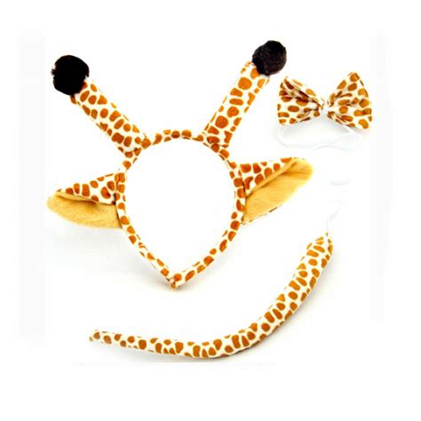 Giraffe Animal Ears Headband And Tail Safari Fancy Dress Costume Set