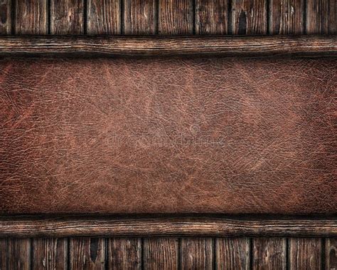 Leather Background Framed By Old Wooden Planks Stock Photo Image Of