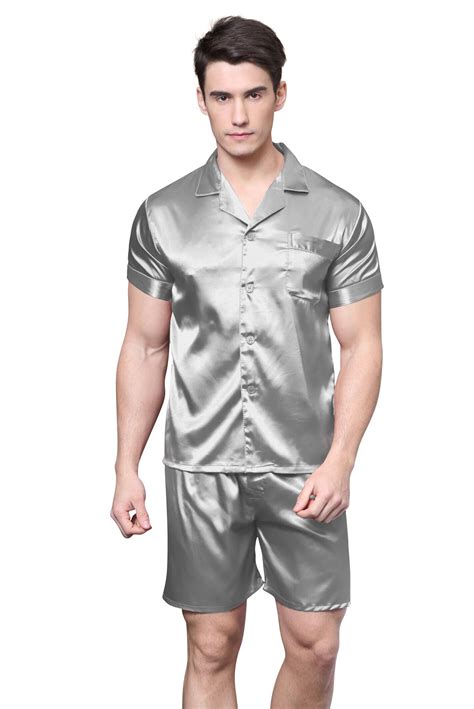Tony And Candice Mens Classic Short Sleeve Satin Pajama Set Adult