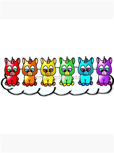 Rainbow Of Cute Baby Unicorns On A Cloud Canvas Print For Sale By
