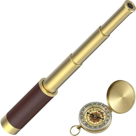 Pirate Spyglass Telescope Pocket Compass Kids Toys Set For