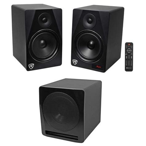 Rockville Hts8b Pair 8 1000w Powered Bluetooth Home Theater Speakers