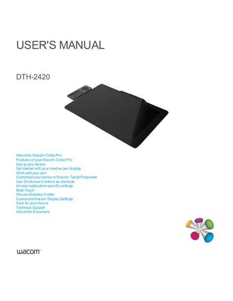 Wacom Dth 2420 User Manual