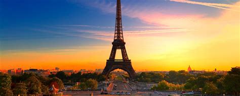Wallpaper Eiffel Tower Paris Buildings Sunset France Architecture