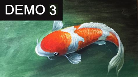 Paint Koi Fish With Acrylic On Canvas Demo 3 Youtube Fish Drawings