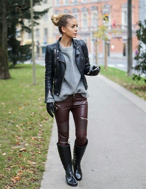 Lederlady Womens Winter Fashion Outfits Leather Pants Outfit