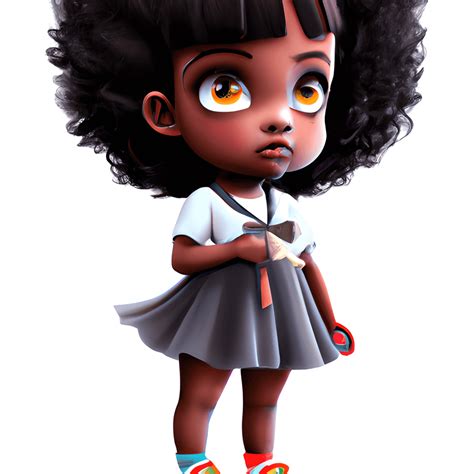 Adorably Cute Black Girl 3d Cartoon Style Centered · Creative Fabrica