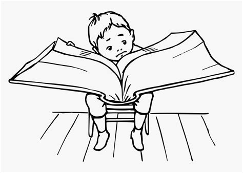 Kid Reading Black And White Black And White Clipart Reading Book Hd