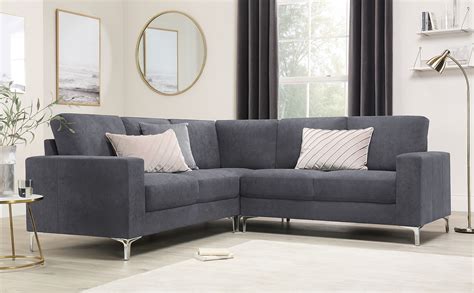 Baltimore Slate Grey Plush Fabric Corner Sofa Furniture Choice