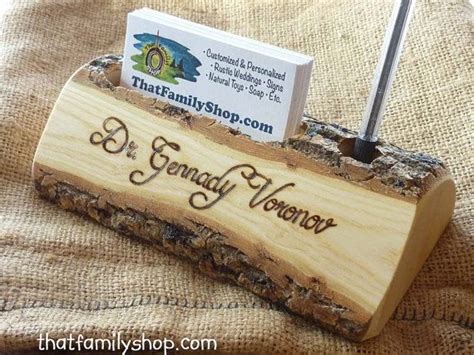 Rustic N Wild Business Card And Pen Holder With Custom Names Initials
