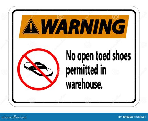 Symbol Warning No Open Toed Shoes Sign On White Background Stock Vector