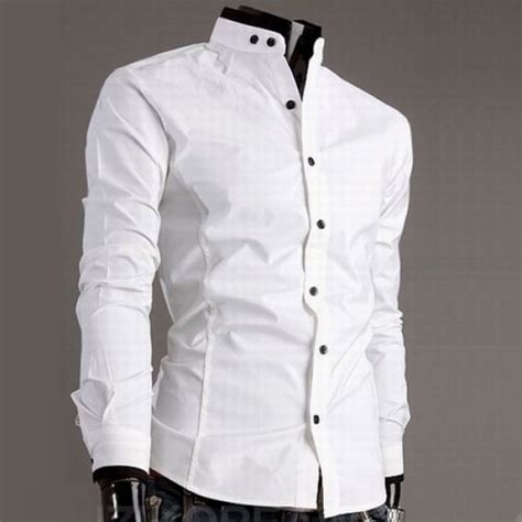 White Sherwani Collar Style Shirt With Plates