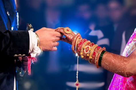 Premium Photo Bride And Groom Hand Together In Indian Wedding