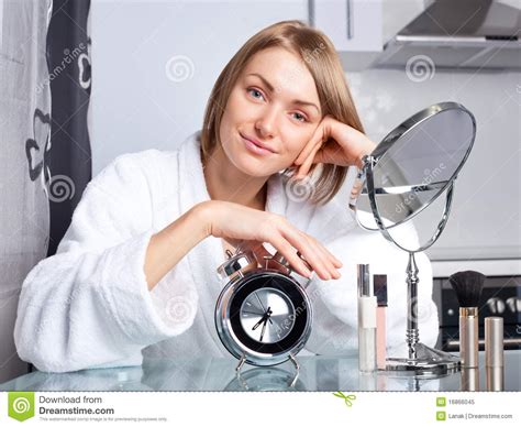 Woman applying makeup stock image. Image of happiness ...