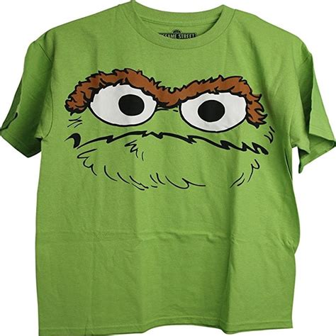 Sesame Street Sesame Street Oscar The Grouch Large Sketch Face T Shirt Lime Green XX Large