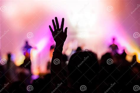 Christian Music Concert With Raised Hand Stock Photo Image Of Hand