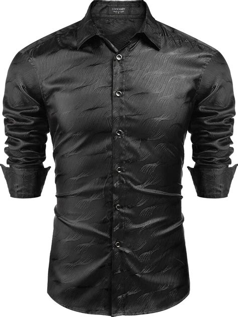 Coofandy Mens Luxury Dress Shirt Long Sleeve Slim Fit Wrinkle Free Business Button Down Shirts