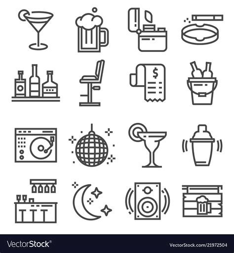 Line Bar And Pub Icons Set Royalty Free Vector Image