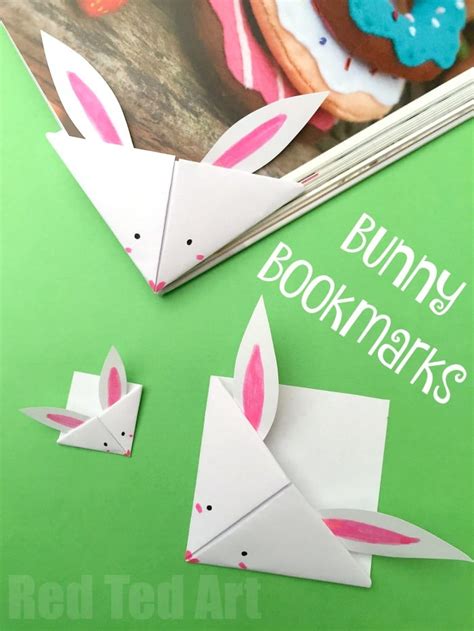 Easy Paper Bunny Bookmark Corner Adorable Little Spring Craft Red