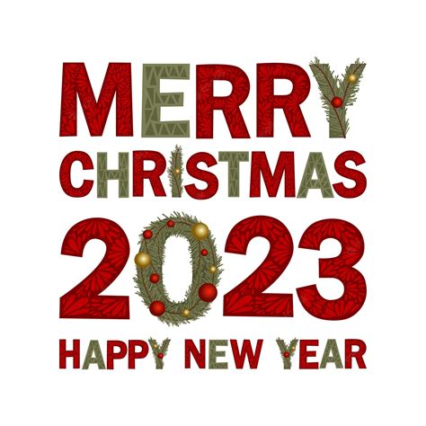 premium vector lettering merry christmas and happy new year 2023 simple vector illustration
