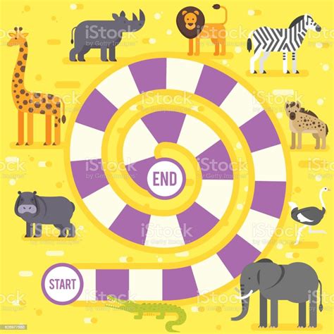 Kids Zoo Animals Board Game Template Stock Illustration Download