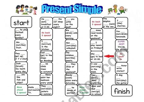 Present Simple Board Game Esl Worksheet By Katya D