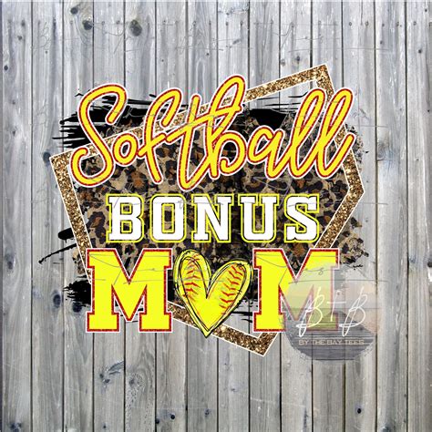 Softball Bonus Mom Digital Design Png Sublimation Etsy