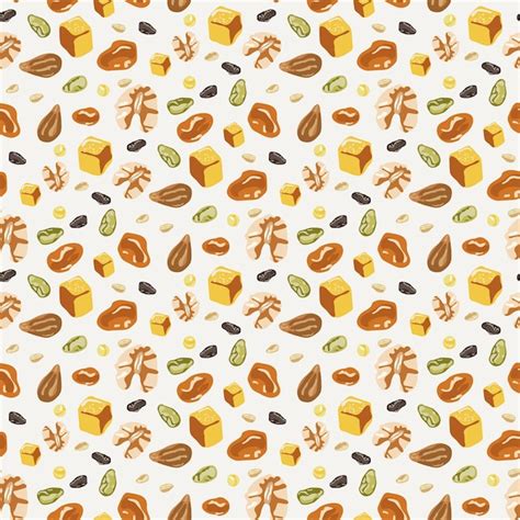 Premium Vector Seamless Pattern With Dried Fruits Nuts Raisins And