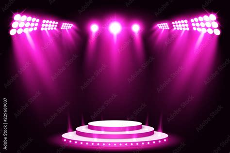 Purple Stage Lighting Background With Spotlight Vector Illustration