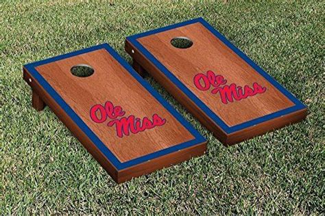 Ole Miss Rebels Cornhole Game Set Rosewood Stained Border Version