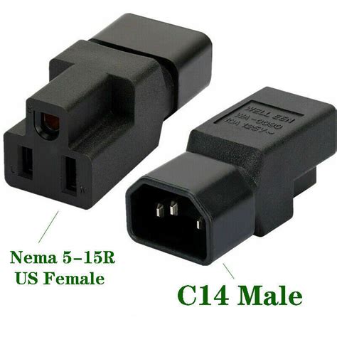 Iec C14 Male To Nema 5 15r Us Female Plug Converter Pdu Usp Power